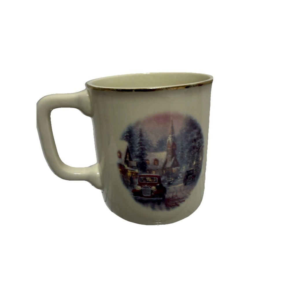 Vtg Thomas Kinkade Village Christmas Coffee Cup Mug